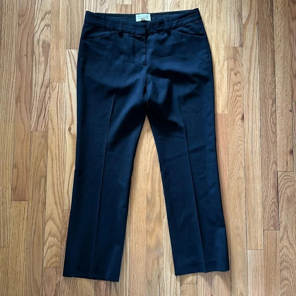 Nili Lotan 6 black cropped slacks pockets zip, waist 16.5” rise 9” inseam 27”
